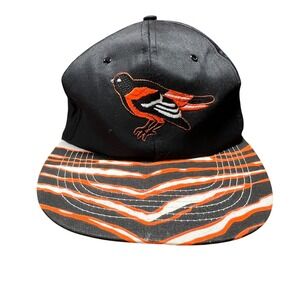 Vintage Baltimore Orioles Miller Draft Beer 90s Snap Back Cap Hat Zebra Print